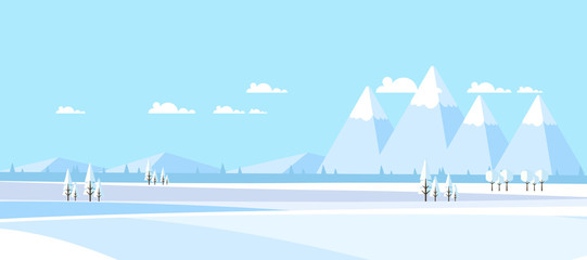 Winter Landscape Background. Flat Vector Illustration

