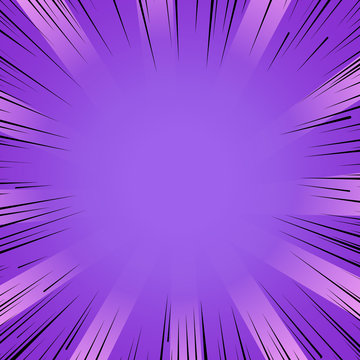 Manga Comic Book Flash Purple Explosion Radial Lines Background.