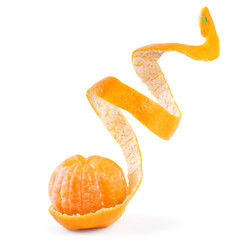 Peel of an orange isolated on white background
