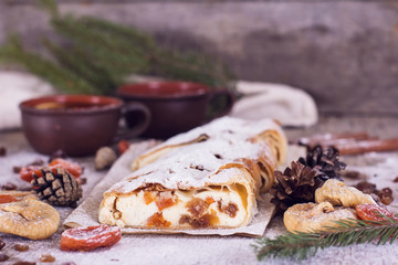 strudel with dried fruits
