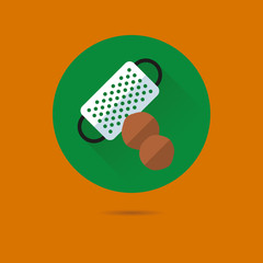 nutmeg and grater flat design vector icon