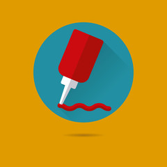 ketchup squeeze bottle flat design vector icon