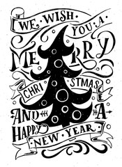 Lettering 'We wish you a Merry Christmas and a Happy New Year' f