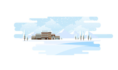 Naklejka premium Winter Abstract Landscape Background. Flat Vector Illustration.