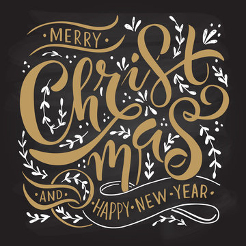 Lettering 'Merry Christmas' for Christmas/New Year greeting card