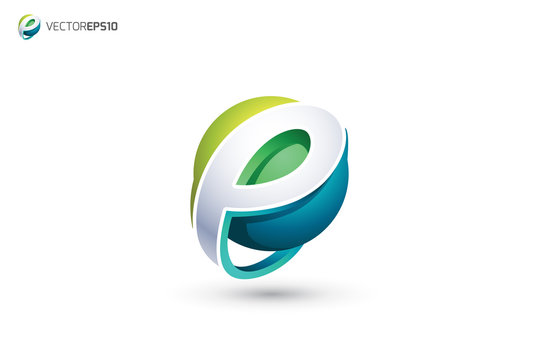 3d letter e logo