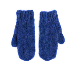 pair of blue mohair gloves
