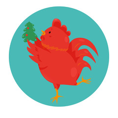 Cartoon chinese zodiac fire rooster.