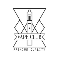 Geometric Electronic Cigarette Premium Quality Vapers Club Monochrome Stamp For A Place To Smoke Vector Design Template