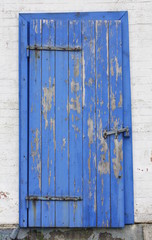 Wooden door in a old house on the island Bornholm. denmark