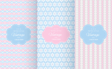 Baby pastel different vector seamless patterns.