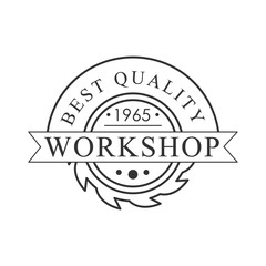 Buzz Saw Premium Quality Wood Workshop Monochrome Retro Stamp Vector Design Template