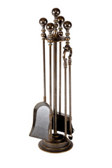 fireplace tools on white background
