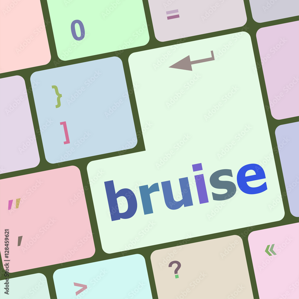 Poster button with bruise word on computer keyboard keys