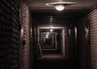 Long corridor in a basement