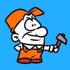 Character builder hammer cartoon illustration 
