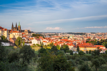Naklejka na ściany i meble Evening sunset in the old town of Prague, Czech Republic