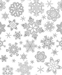 Seamless pattern with snowflakes, adult coloring