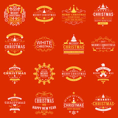 Christmas Decoration Vector Elements. Merry Christmas and Happy Holidays Wishes. Vector Set of Decoration Elements