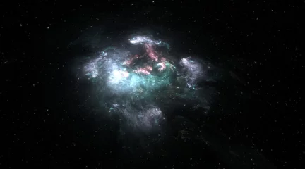 Weltraumhintergrund mit Gasnebel und Sternen. Der leuchtende Nebel ist der Überrest einer Supernova-Explosion © Peter Jurik