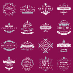 Christmas Decoration Vector Elements. Merry Christmas and Happy Holidays Wishes. Vector Set of Decoration Elements