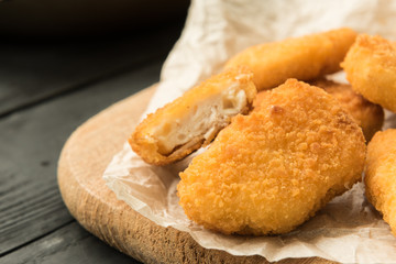 Ready chicken nuggets on a paper