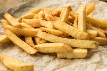 Crunchy french fries with salt