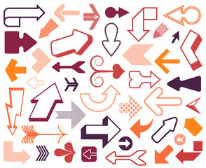 Arrow vector icon set  on white background. Isolated interface line symbol for app, web and music digital illustration design. Application sign element collection.