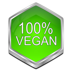 100% Vegan Button - 3D illustration