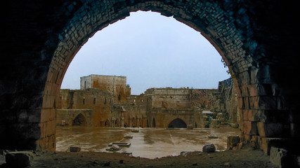 Interior View to Krak des Chevaliers Castle, Syria - obrazy, fototapety, plakaty