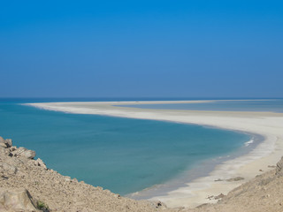 Panorama of Qalansiyah white sand beach, Soqotra island, Yemen