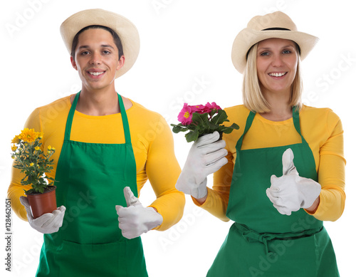 "Gärtner Team Gärtnerin Garten Gartenarbeit Beruf Blume Daumen" Stock