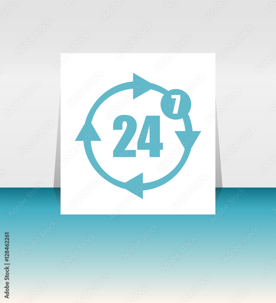Poster button with twenty four hours by seven days icon