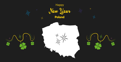 Happy New Year illustration theme with map of Poland