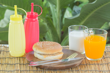 Pork Cheese Burger with Drink