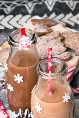 Christmas hot chocolate, sweet cookies  and colorful decorations