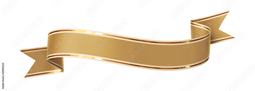 Canvas Prints curled golden ribbon banner with gold border - arc up and down with wavy ends