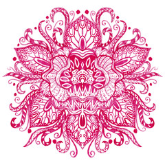 Highly-detailed Mandala. Watercolor Hand Drawn Round Ornament