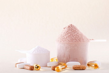 protein powder and vitamins