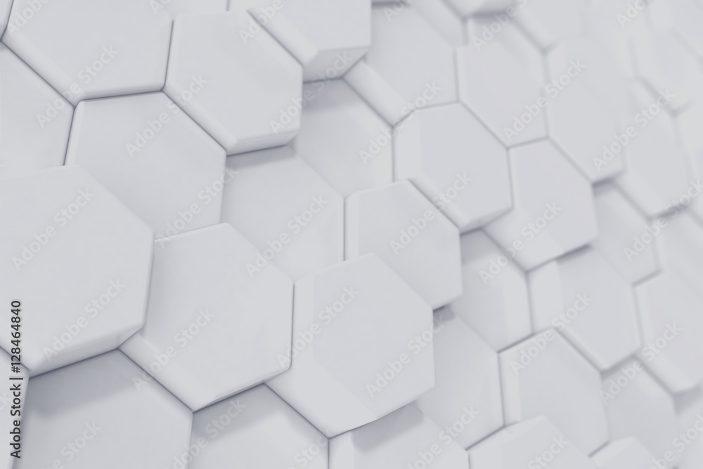 Aufkleber white geometric hexagonal abstract background. 3d rendering