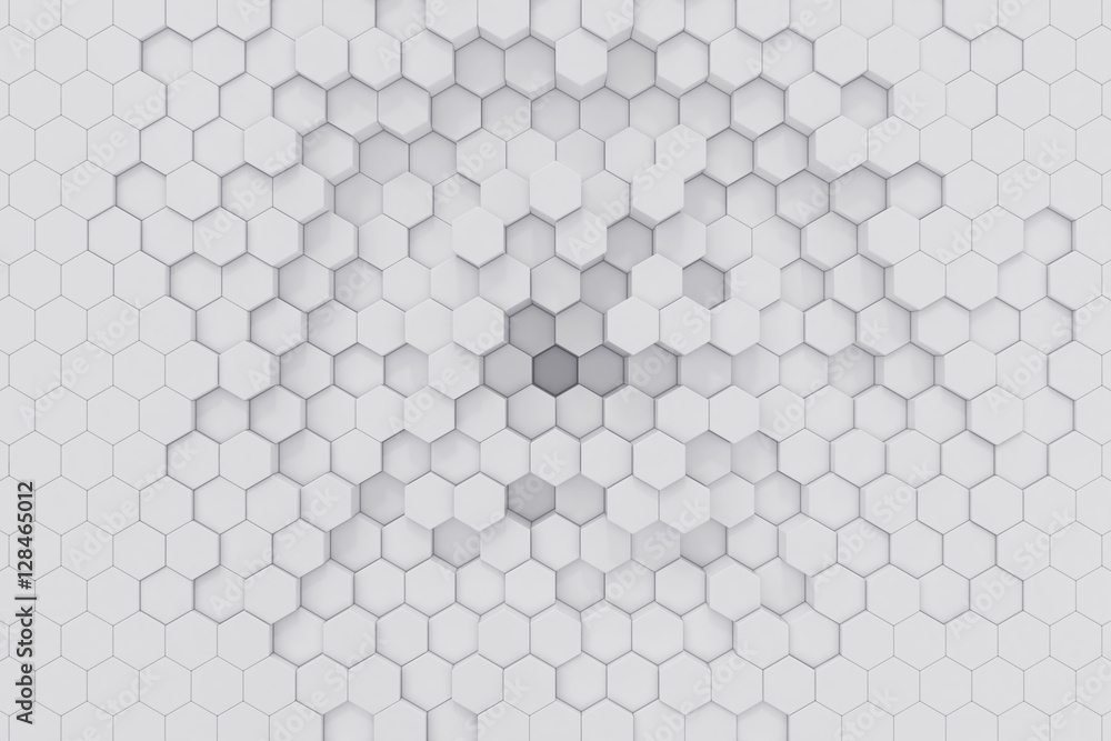 Aufkleber white geometric hexagonal abstract background. 3d rendering