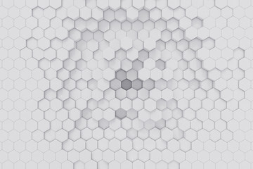 White geometric hexagonal abstract background. 3d rendering