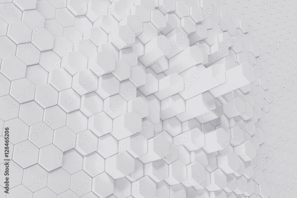 Poster white geometric hexagonal abstract background. 3d rendering