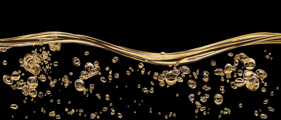 Champagne bubbles with surface - horizontal