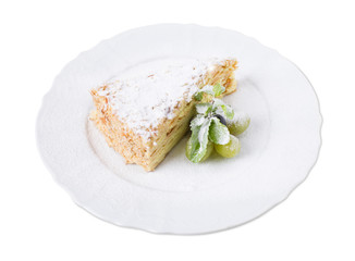 Delicious napoleon cake with grapes.