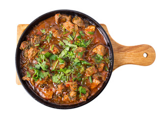 Delicious stewed lamb fillet with tomatoes.