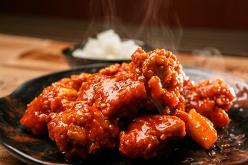 yangnyeom chicken,  seasoned spicy chicken, 양념치킨