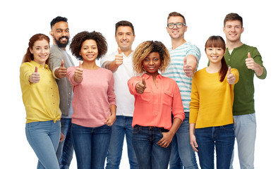 international group of people showing thumbs up