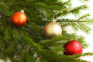 Obraz na płótnie Canvas Christmas composition with gift box and decorations