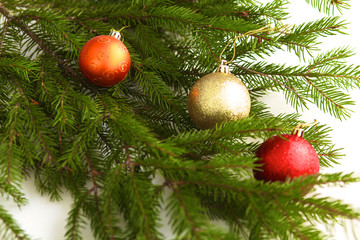 Christmas composition with gift box and decorations